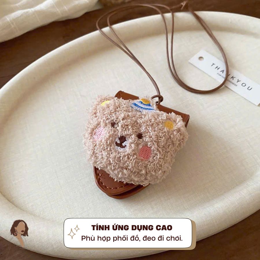 Vòng cổ da đa chức năng kẹp kính mắt Her Accessorie, dây đeo cổ dạng túi mini đựng xu phụ kiện thời trang