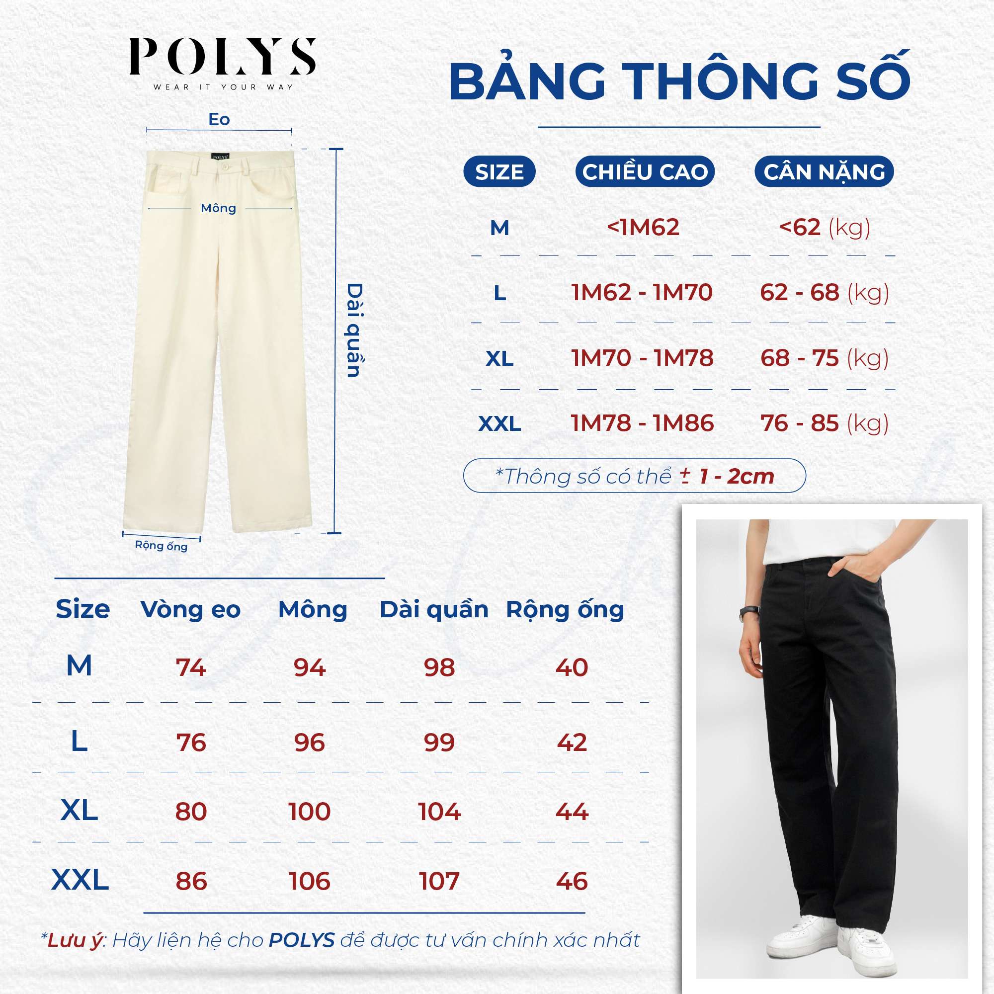 Mô tả Quần Dài Nam POYS, Quần Kaki Dài Form Straight Dáng Suông, Giãn 2 Chiều Dày Dặn, QUẦN KAKI DÀI POLYS - 5