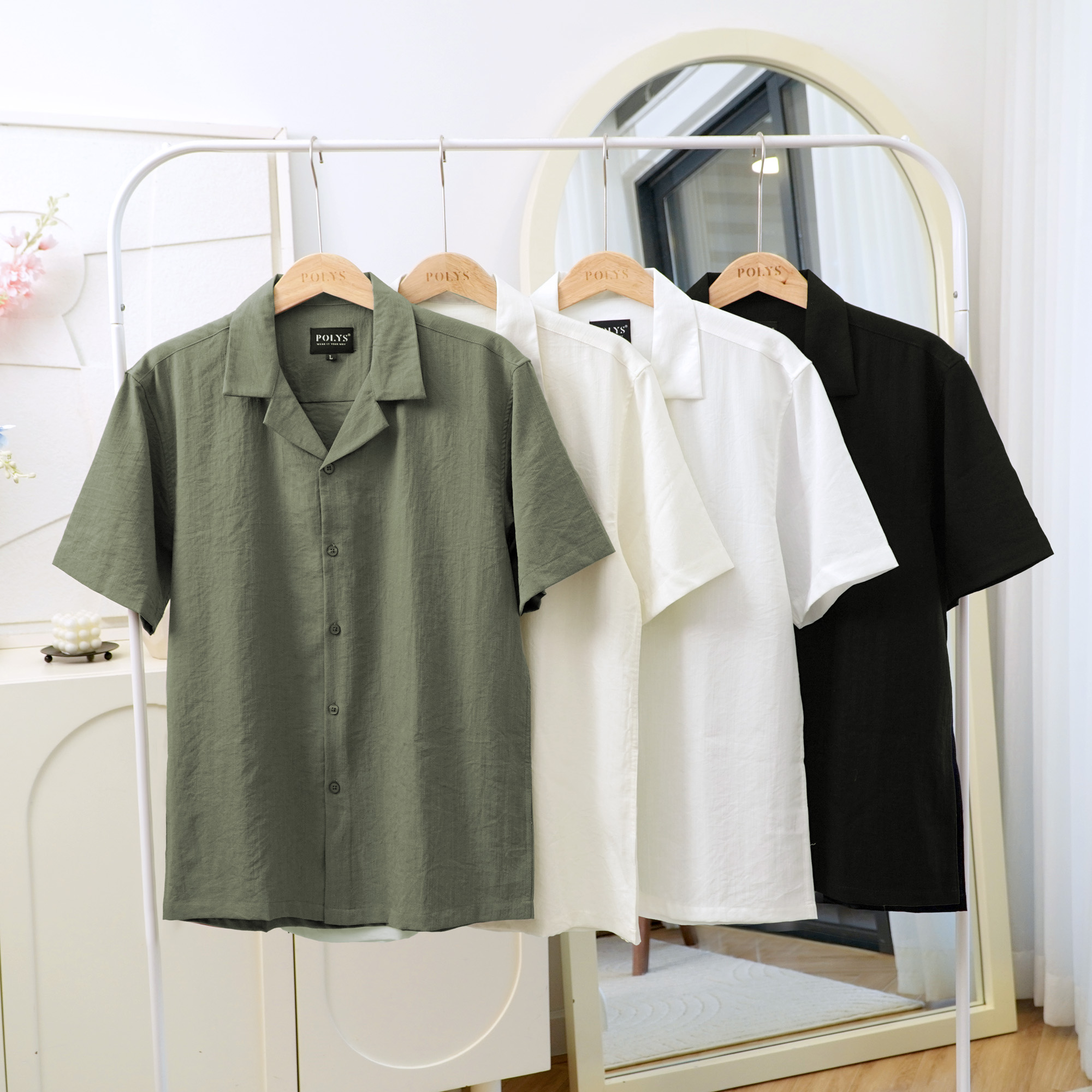 Mô tả Áo Sơ Mi Đũi Nam POLYS Tay Ngắn Cổ Vest 4 Màu, Vải Đũi Co Giãn Thấm Hút Tốt SƠ MI ĐŨI NGẮN TAY - 1