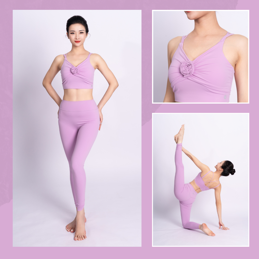 Mô tả Bộ Tập Yoga LV24N01F507 Thiết Kế Bra Nhún Hoa Đệm Rời & Quần Legging Cạp Cao Livan Sport, Bộ Tập Yoga Nữ, Đồ Tập Yoga Nữ - 1