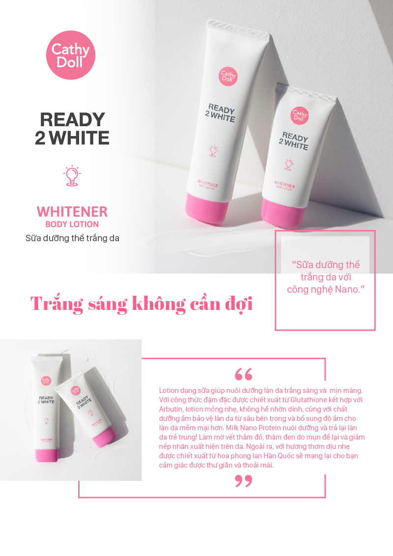Mô tả Sữa Dưỡng Thể Sáng Da Cathy Doll Ready 2 White Whitener Body Lotion 150ml - 1