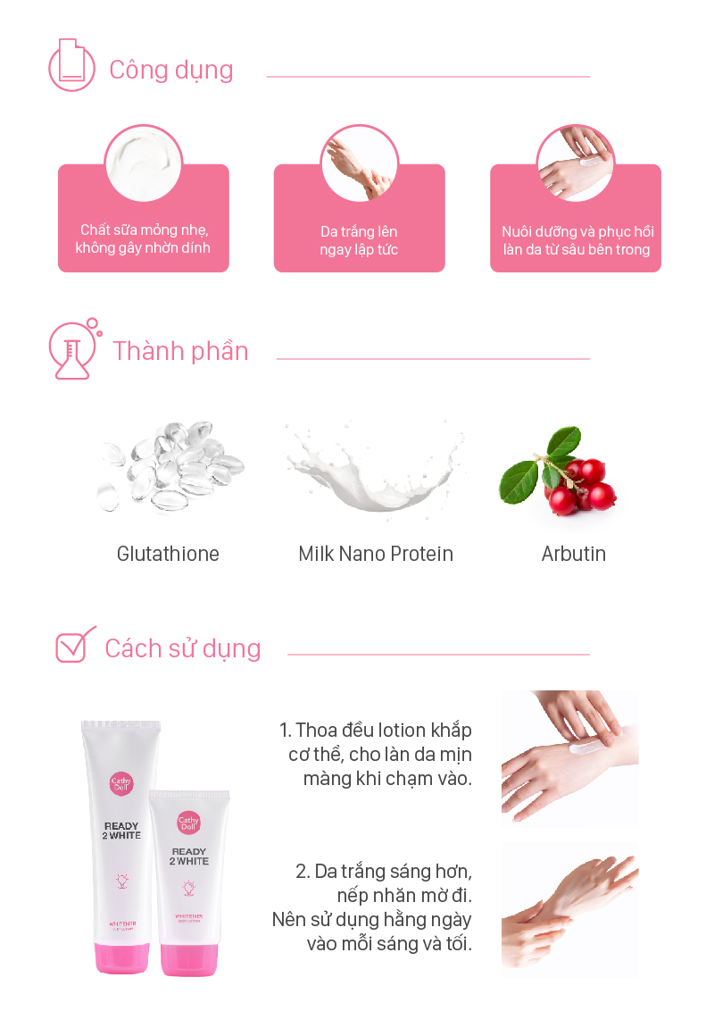 Mô tả Sữa Dưỡng Thể Sáng Da Cathy Doll Ready 2 White Whitener Body Lotion 150ml - 2