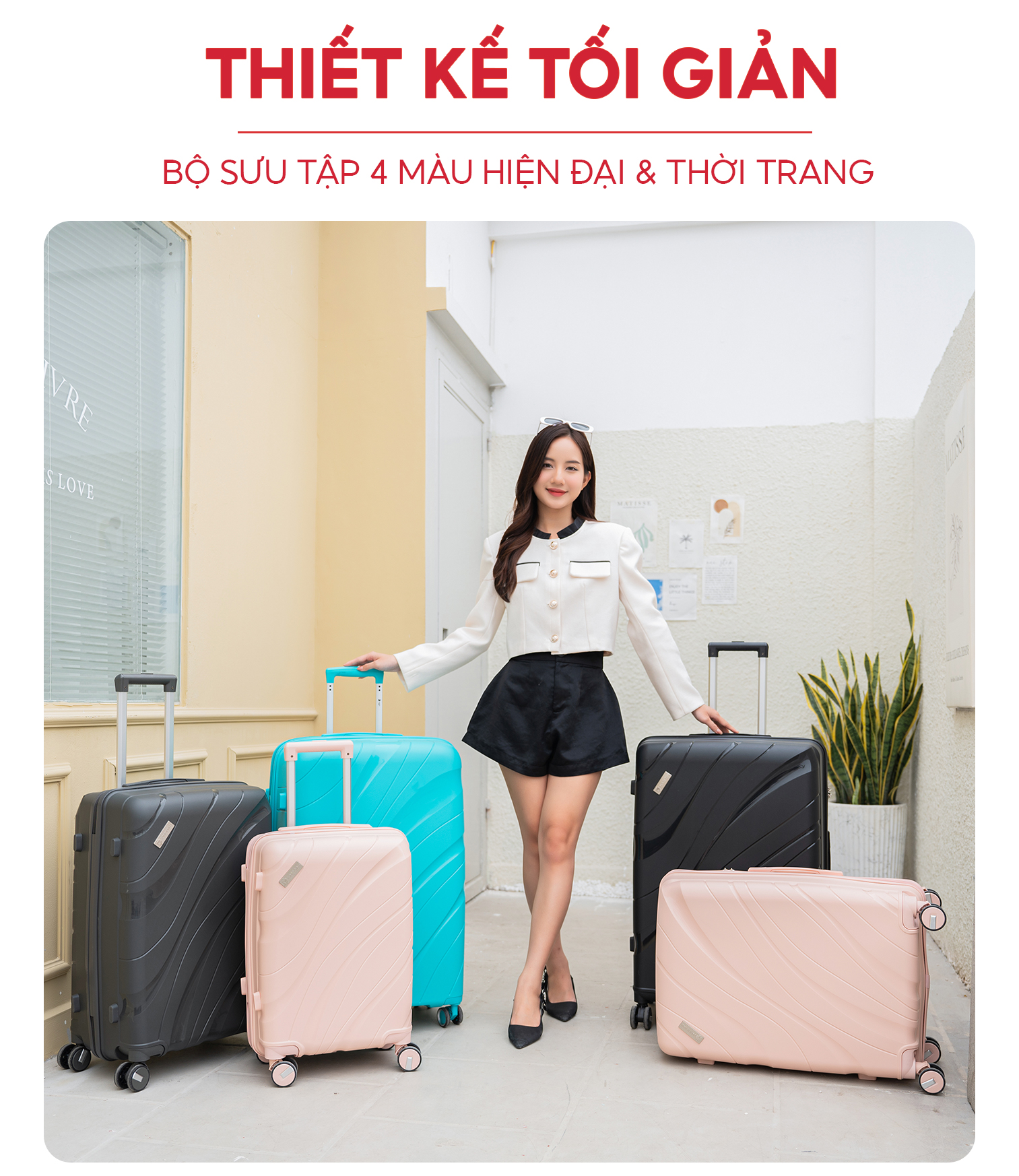Mô tả Vali kéo SUNNY PP11 - Nhựa PP chống vỡ tuyệt đối, khóa hải quan TSA  xách tay, kí gửi (size 20-24) - 4
