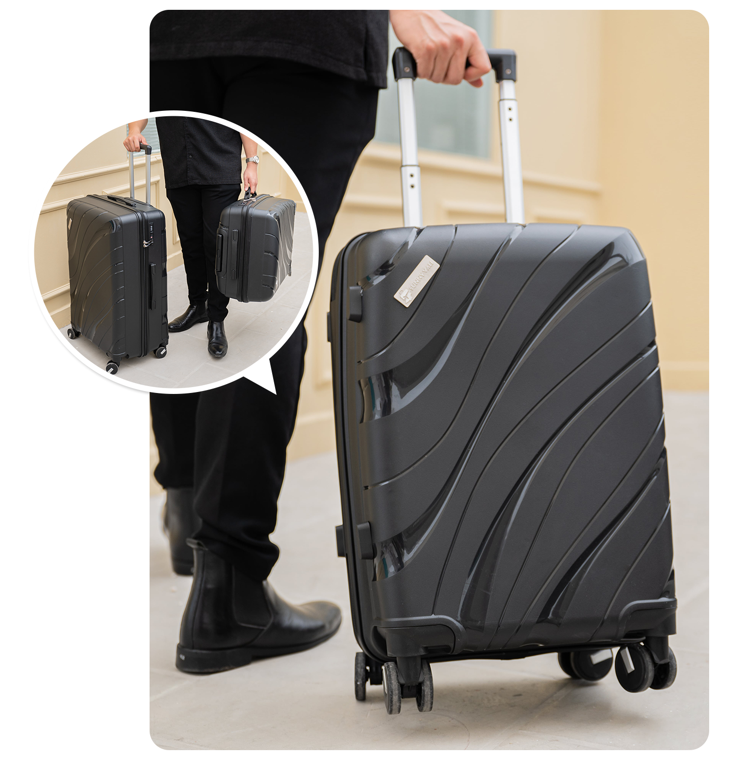 Mô tả Vali kéo SUNNY PP11 - Nhựa PP chống vỡ tuyệt đối, khóa hải quan TSA  xách tay, kí gửi (size 20-24) - 5