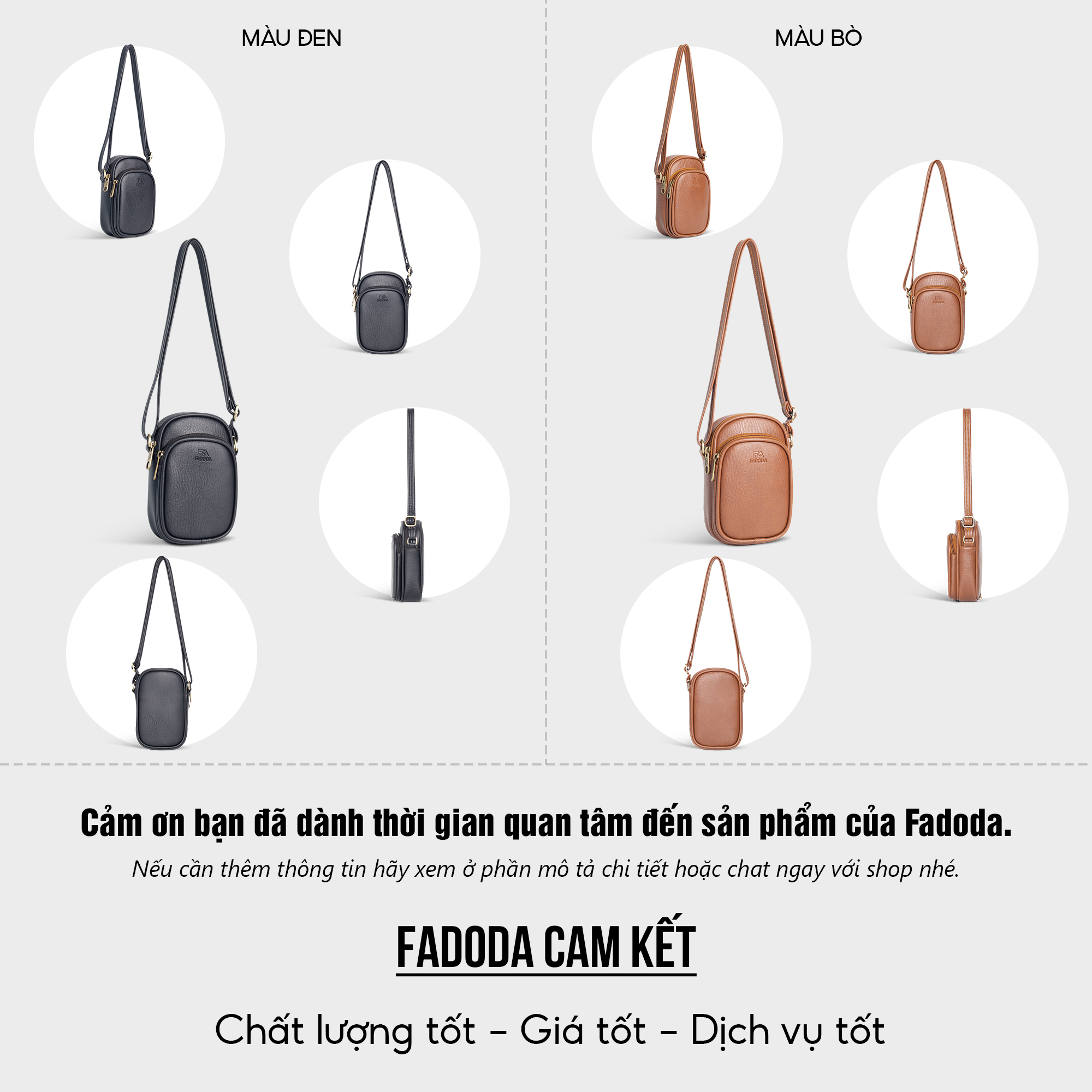 Mô tả Túi đeo chéo nữ mini đựng điện thoại tiện lợi FADODA FN37 - 7