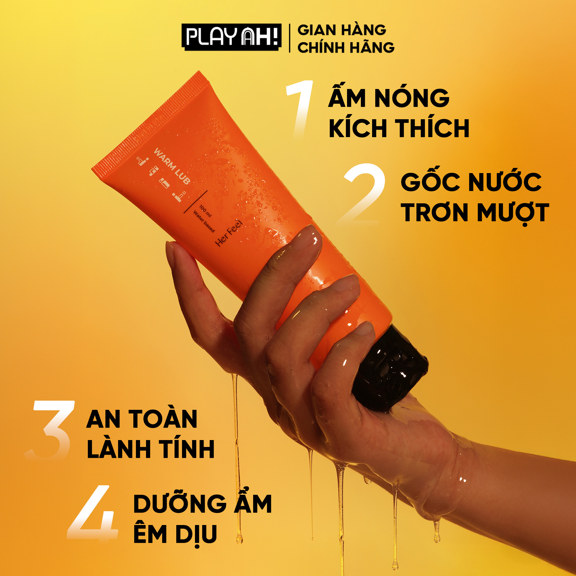 Mô tả Gel Bôi Trơn Gốc Nước PlayAh! Her Feel Warm Lub Dạng Ấm Nóng 100ml - 1