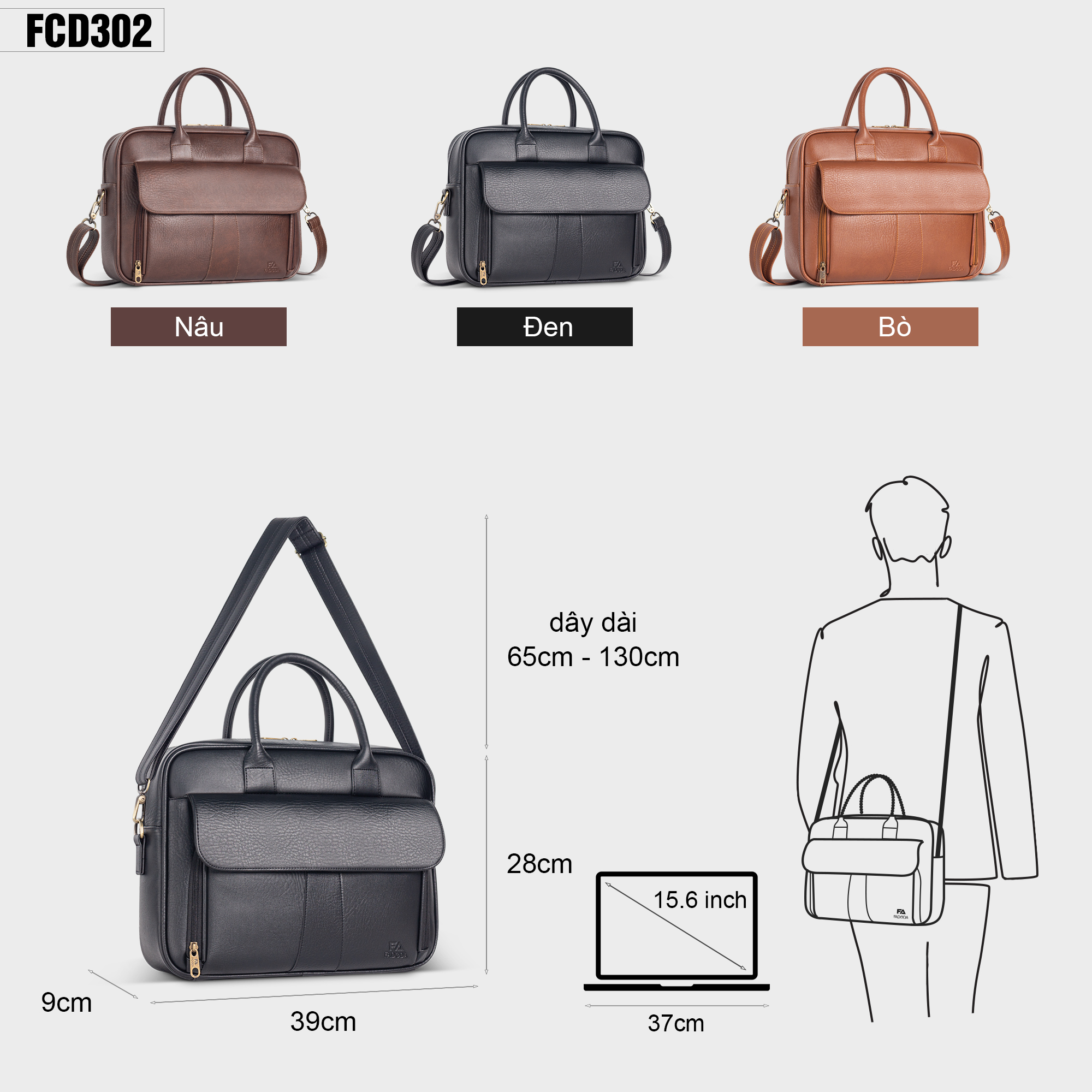 Cặp xách da công sở Fadoda FCD302 - Chi tiết khóa