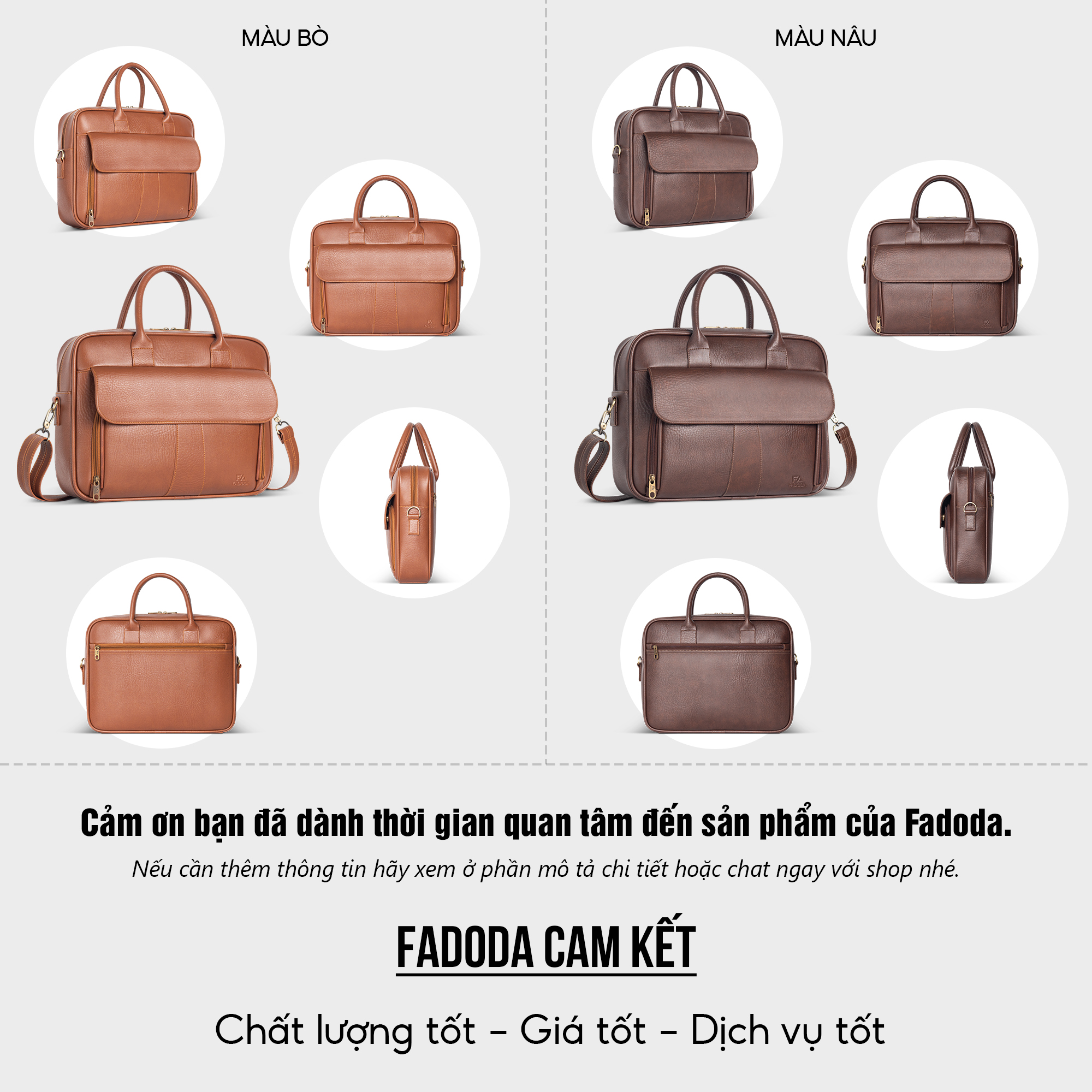 Cặp xách da công sở Fadoda FCD302 - Tổng thể