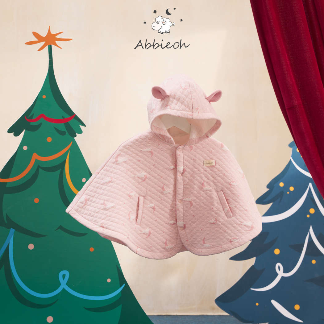Mô tả Áo khoác choàng cho bé gái ABBIEOH trần bông cotton giữ ấm mùa đông 0 - 3 Tuổi AK692 - 1