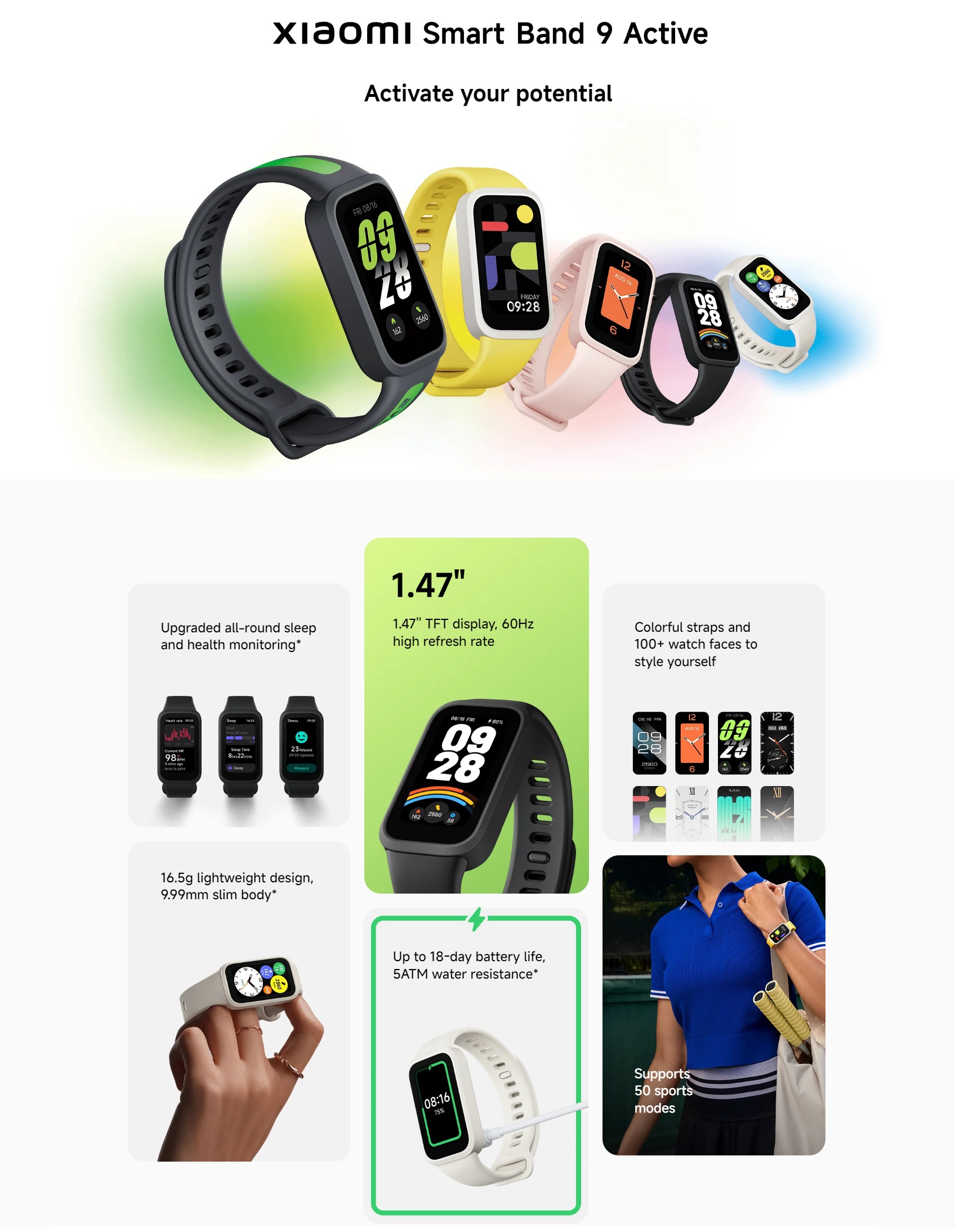Mô tả Vòng Đeo Tay Thông Minh Xiaomi Mi Band 9, Band 9 Active, Band 9 Pro - Phiên Bản Quốc Tế, Bảo Hành 12 Tháng - 3