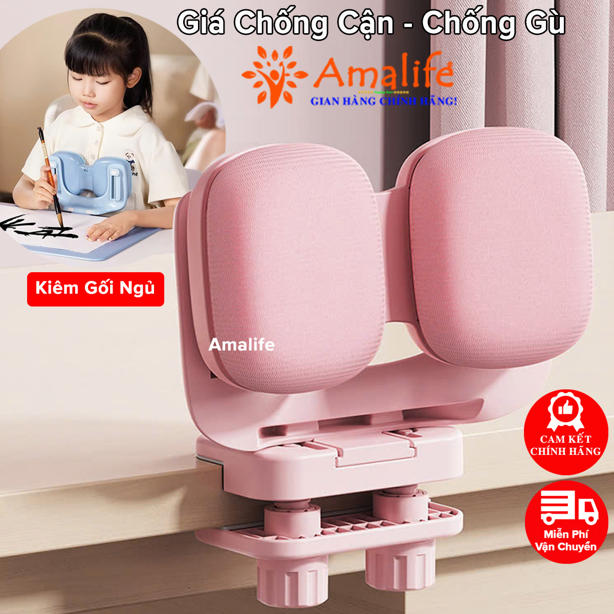 Mô tả Giá Đỡ Cằm Chống Cận Thị Cải Tiến PRO Dụng Cụ Chống Gù Hỗ Trợ Ngồi Thẳng Lưng Kiêm Gối Ngủ Êm Ái Chính Hãng Amalife - 1