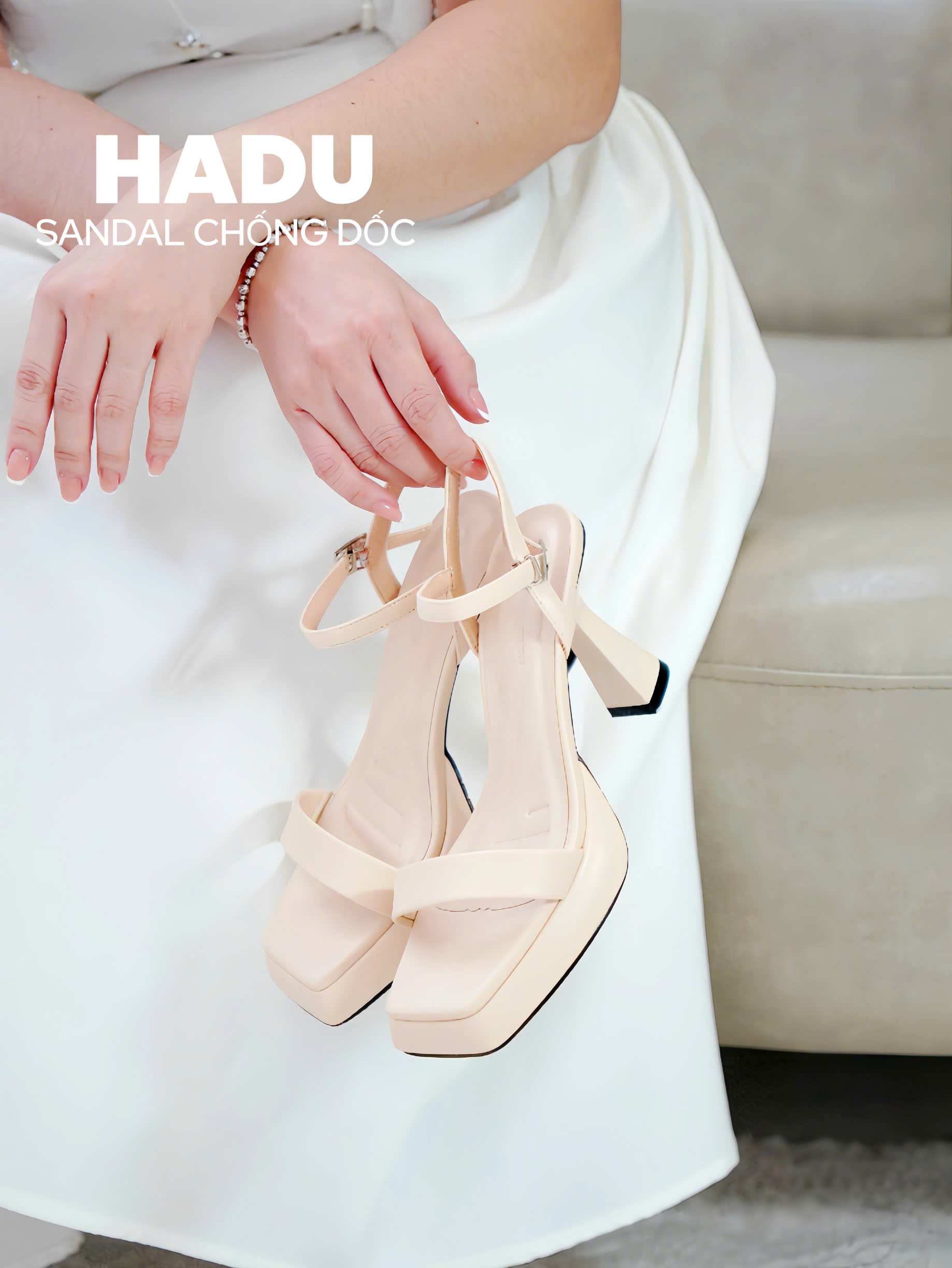 Mô tả Giày Cao Gót Đế Vuông 9P Quai Ngang Đúp Trước 3P VENESSA HADU M967 Da PU Cao Cấp BH 12T - 6