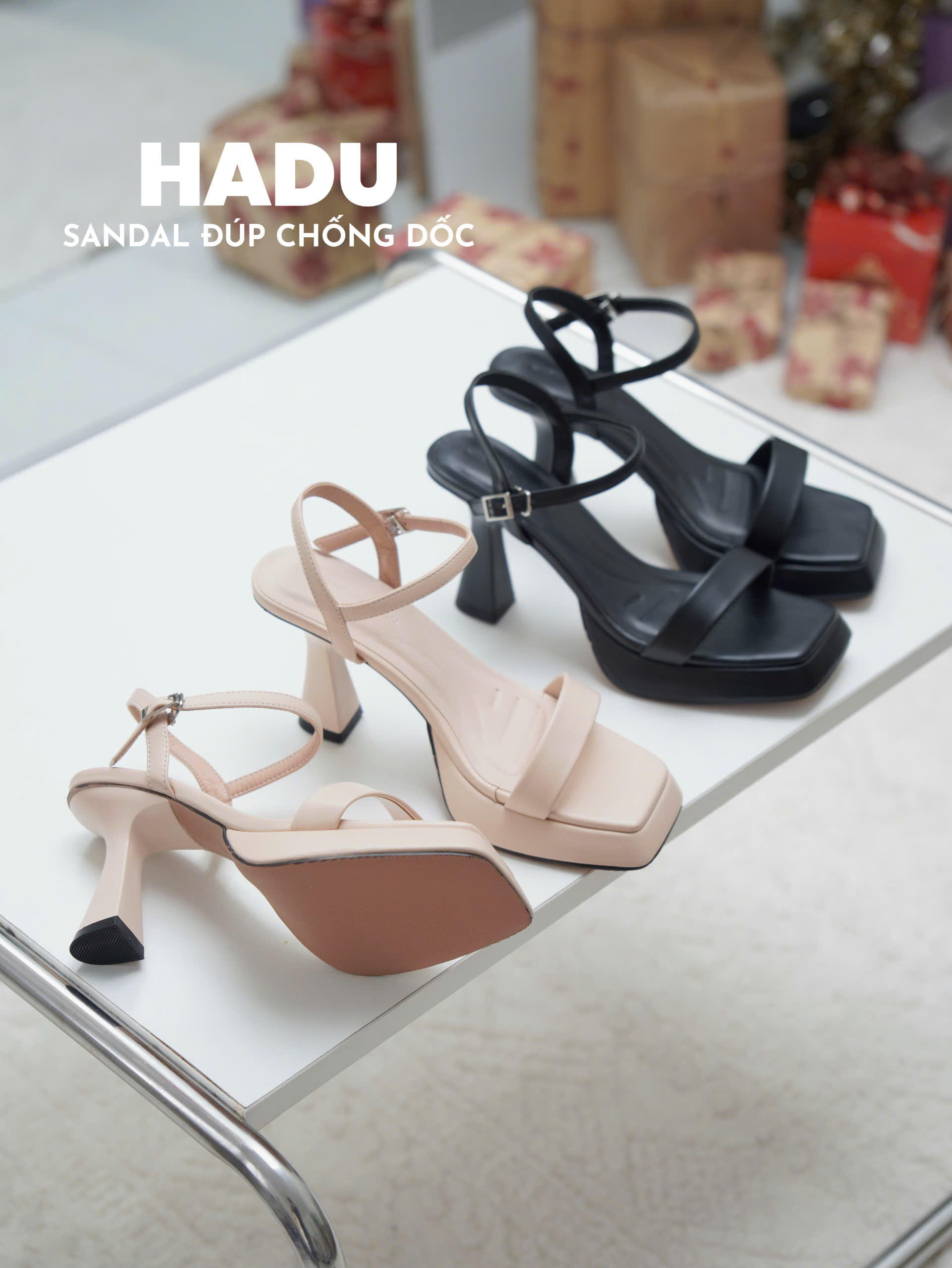 Mô tả Giày Cao Gót Đế Vuông 9P Quai Ngang Đúp Trước 3P VENESSA HADU M967 Da PU Cao Cấp BH 12T - 8