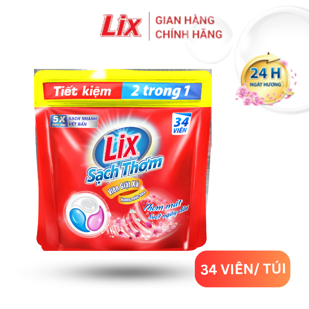 Mô tả Viên giặt xả 2 trong 1 Lix hương nước hoa sạch thơm mát suốt ngày dài 34 viên 15g 00102 Lixco Việt Nam - 2