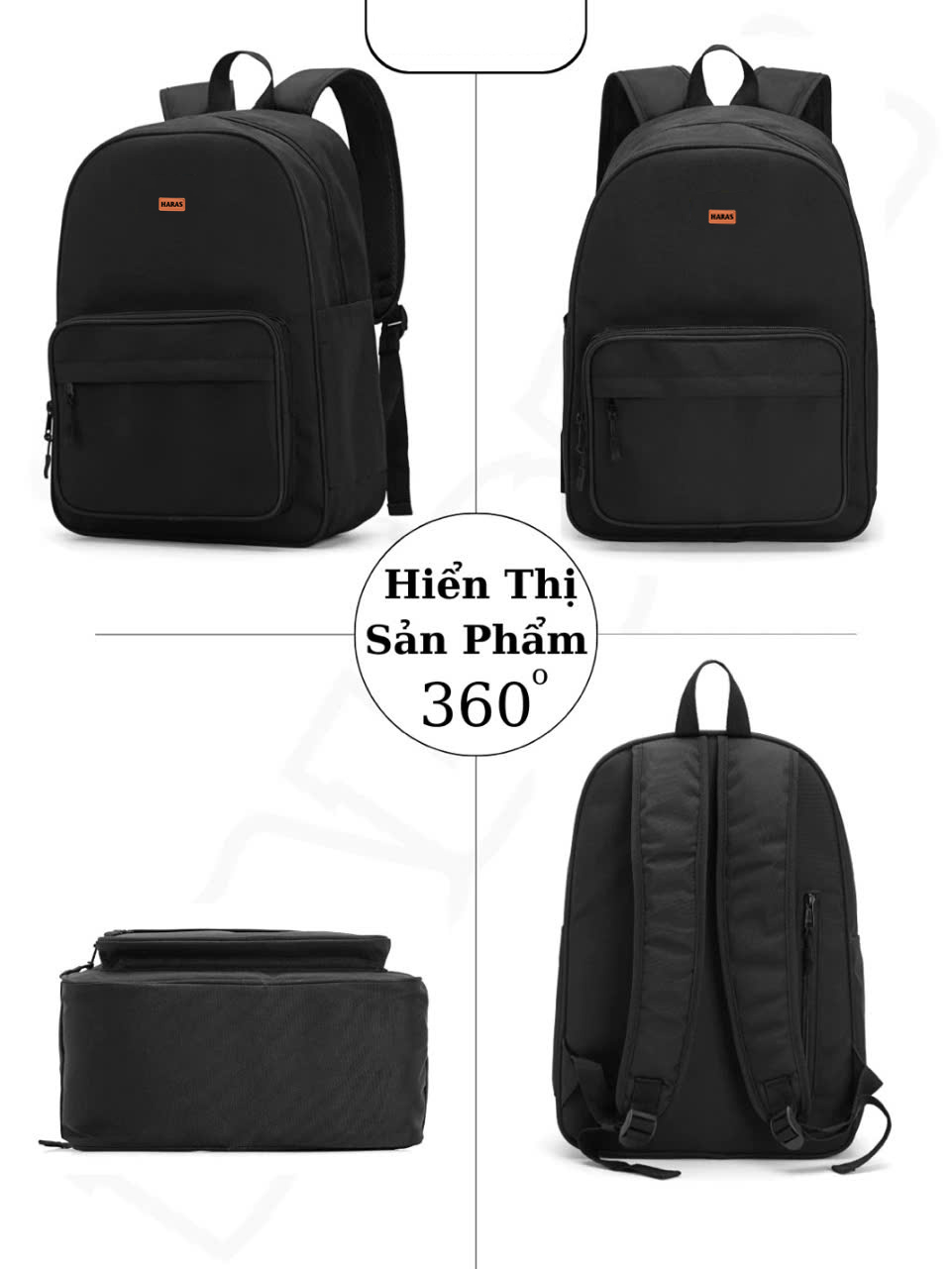 Mô tả Balo Nam Nữ Thương Hiệu HARAS Kiểu Dáng Basic Đi Học Đi Chơi HR365 - 1