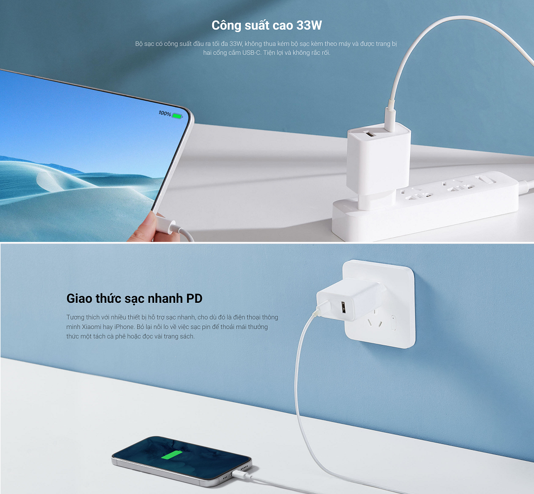 Mô tả Cốc sạc nhanh Xiaomi 33W ( USB và Type-C ) EU Wall Charger BHR4996GL - Hàng chính hãng - 2