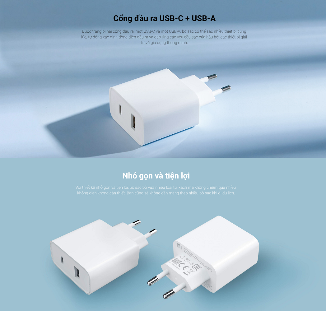 Mô tả Cốc sạc nhanh Xiaomi 33W ( USB và Type-C ) EU Wall Charger BHR4996GL - Hàng chính hãng - 3