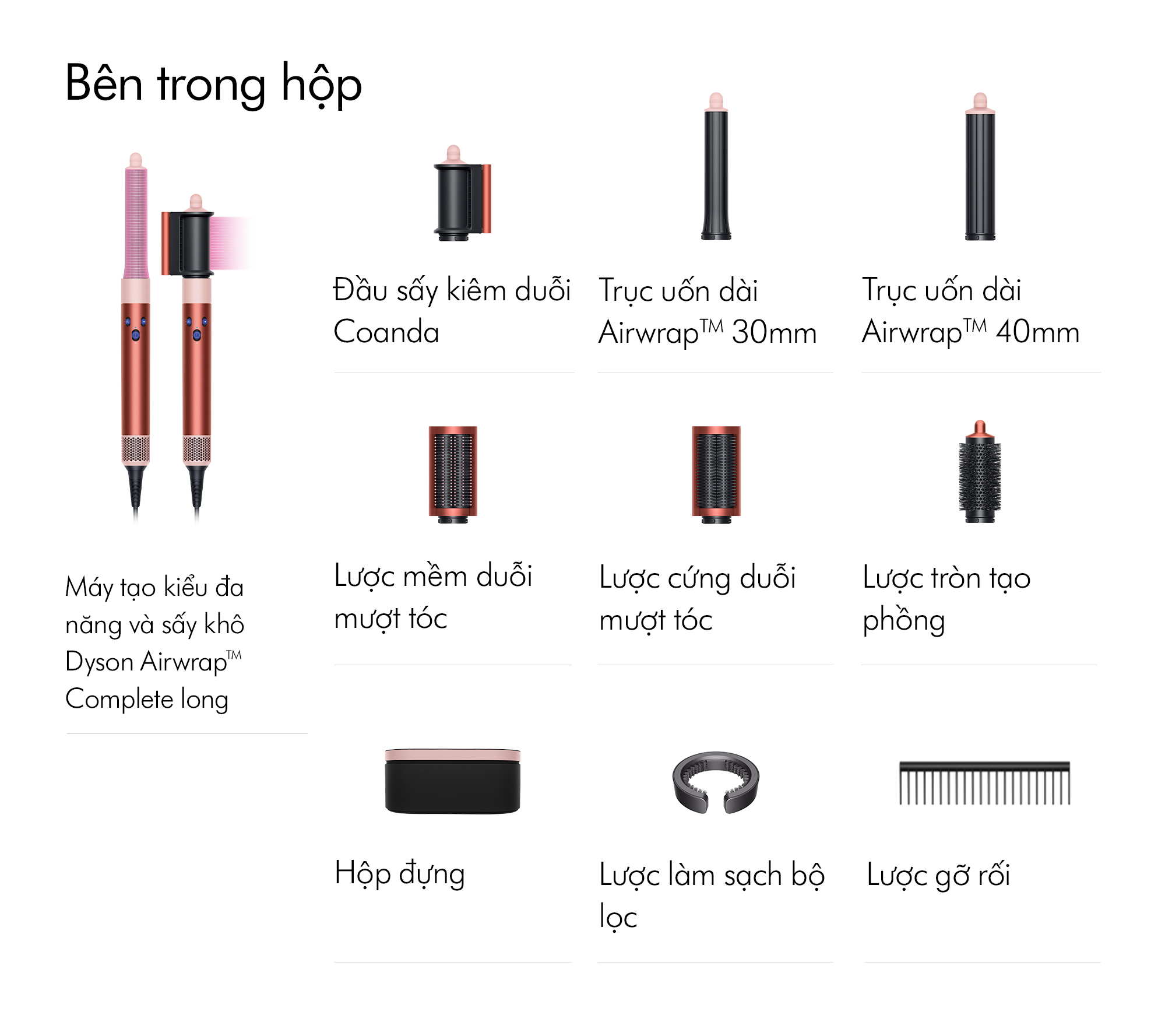 Mô tả Máy tạo kiểu tóc và sấy khô Dyson Airwrap ™ Complete Long (Strawberry Bronze và Blush Pink) - 3