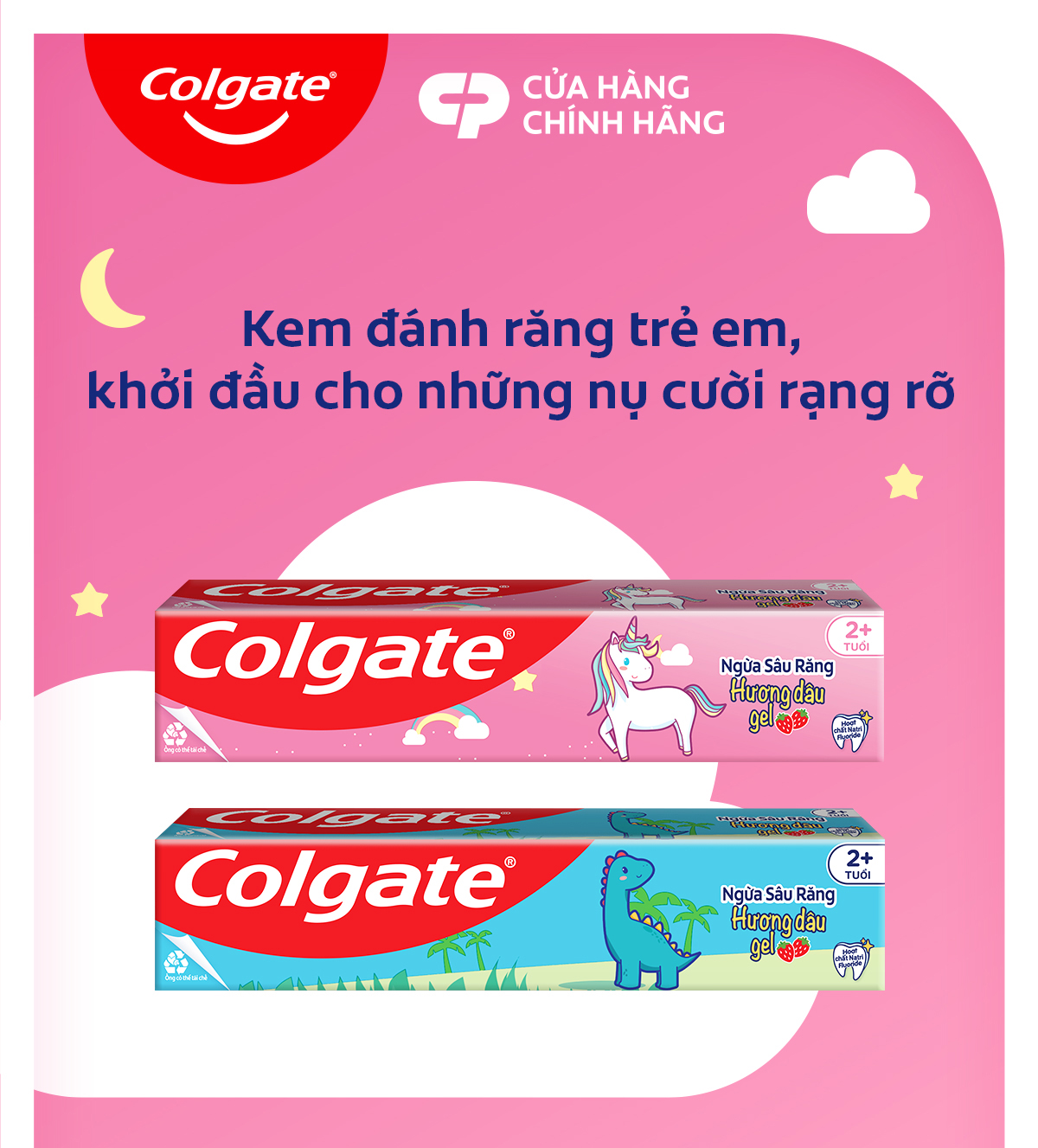 Combo 4 kem đánh răng Colgate cho bé Khủng Long và Kỳ Lân hương dâu 40g ...
