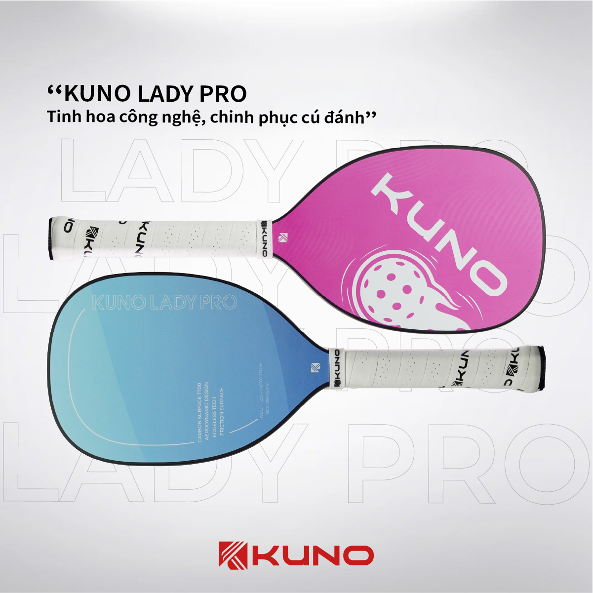 Mô tả "XẢ TẾT" Vợt Pickleball Kuno Lady Pro, Chất Liệu Carbon T700, Công Thủ Toàn Diện, Cho Người Mới Chơi - 5