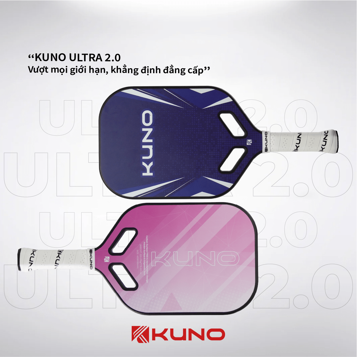 Mô tả Vợt Pickleball KUNO Ultra 2.0 Vợt Công Thủ Toàn Diện, Carbon T700, Dòng Vợt Đúc Ép Nóng Cao Cấp - 4