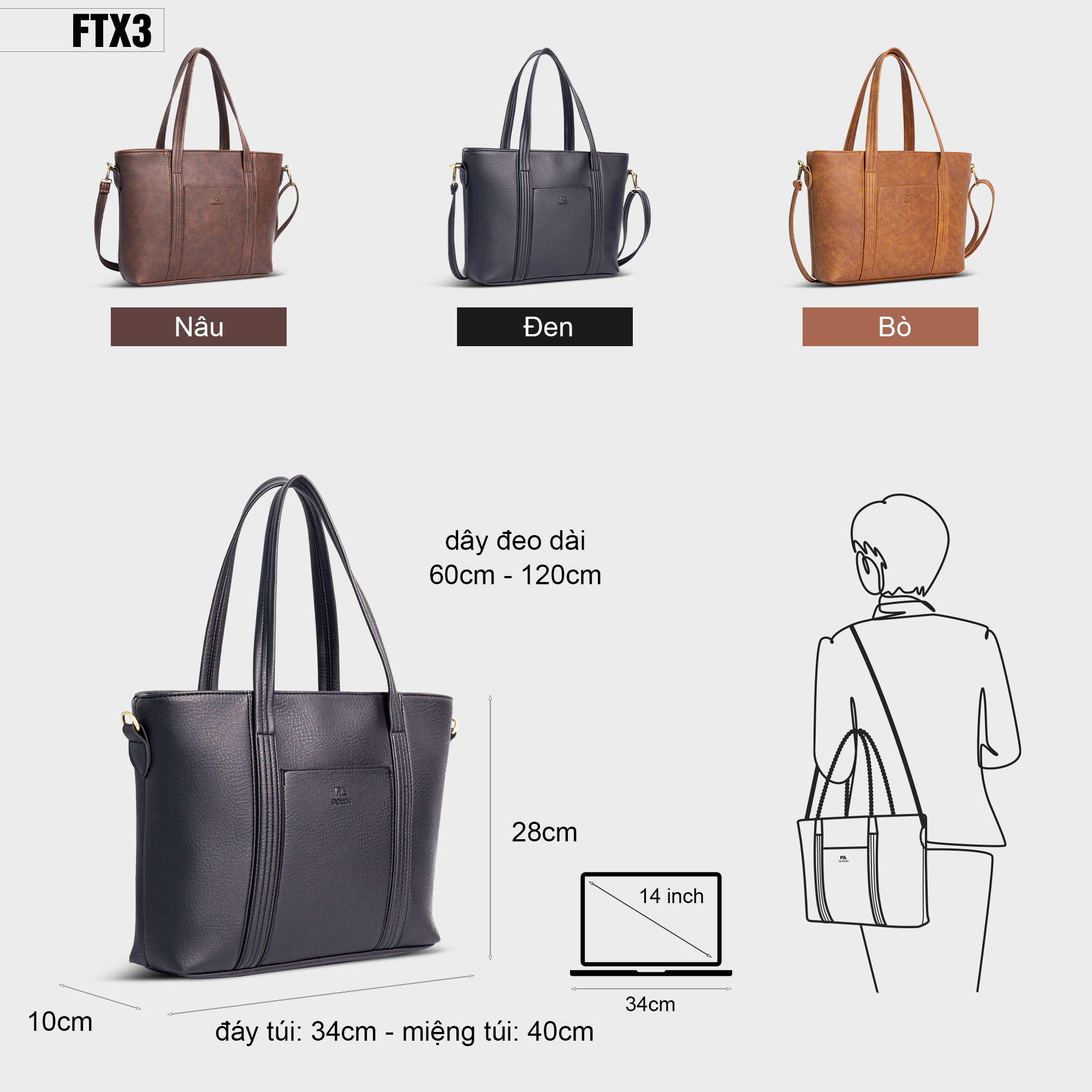 Túi xách nữ FA DO DA FTX3 phối đồ