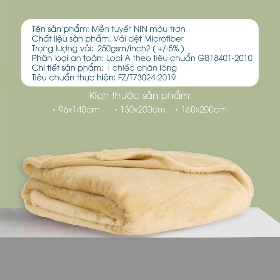 Mô tả Mền tuyết NIN House siêu mềm mịn 100% Microfiber - Soybean vàng nhạt (nhiều kích cỡ) - 7