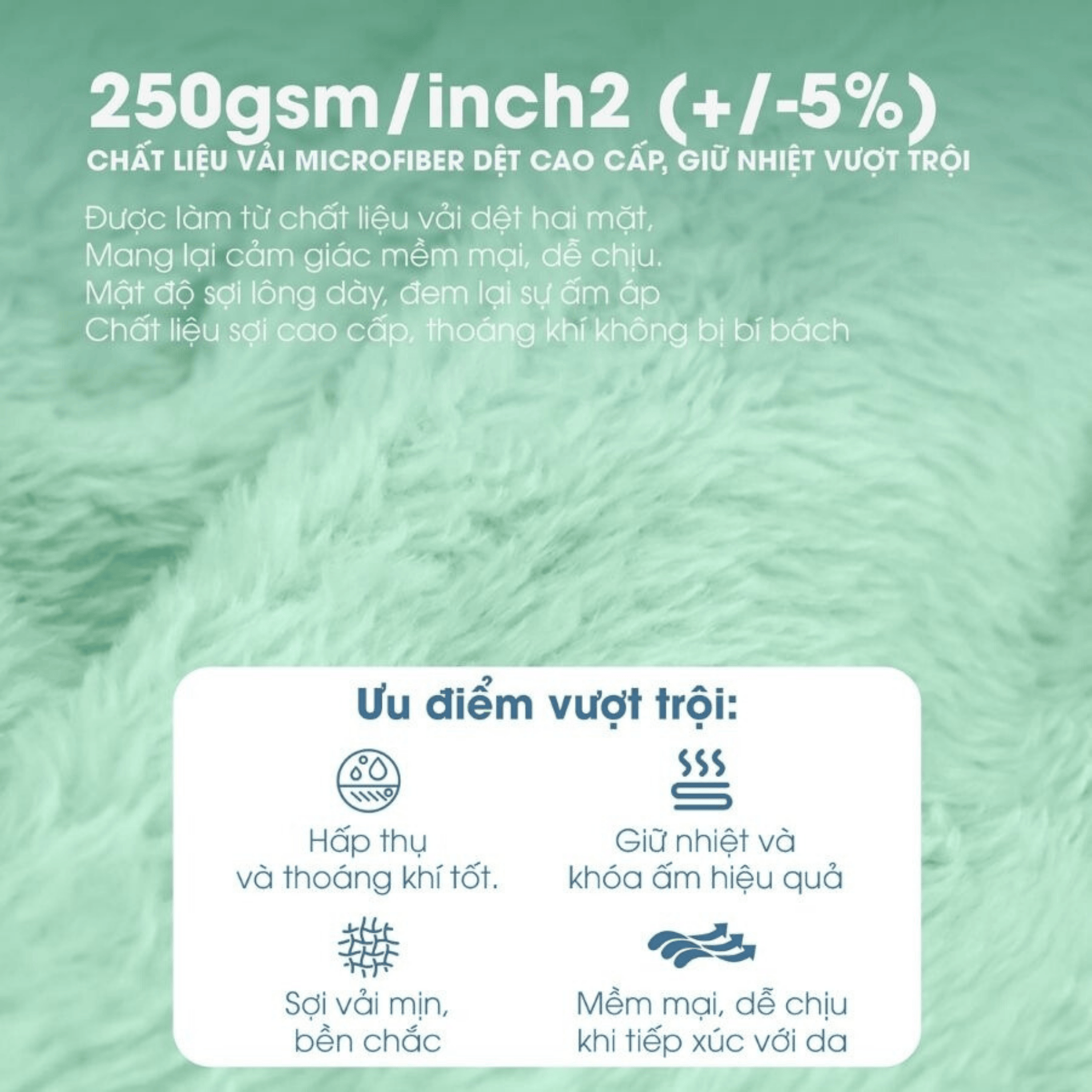 Mô tả Mền tuyết NIN siêu mềm mịn 100% Microfiber - Mint (nhiều kích cỡ) - 3