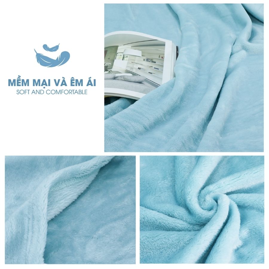 Mô tả Mền tuyết NIN House Aqua màu xanh da trời 1m3 và 1m6 siêu mềm mịn nhiều kích cỡ phù hợp đi du lịch - 5