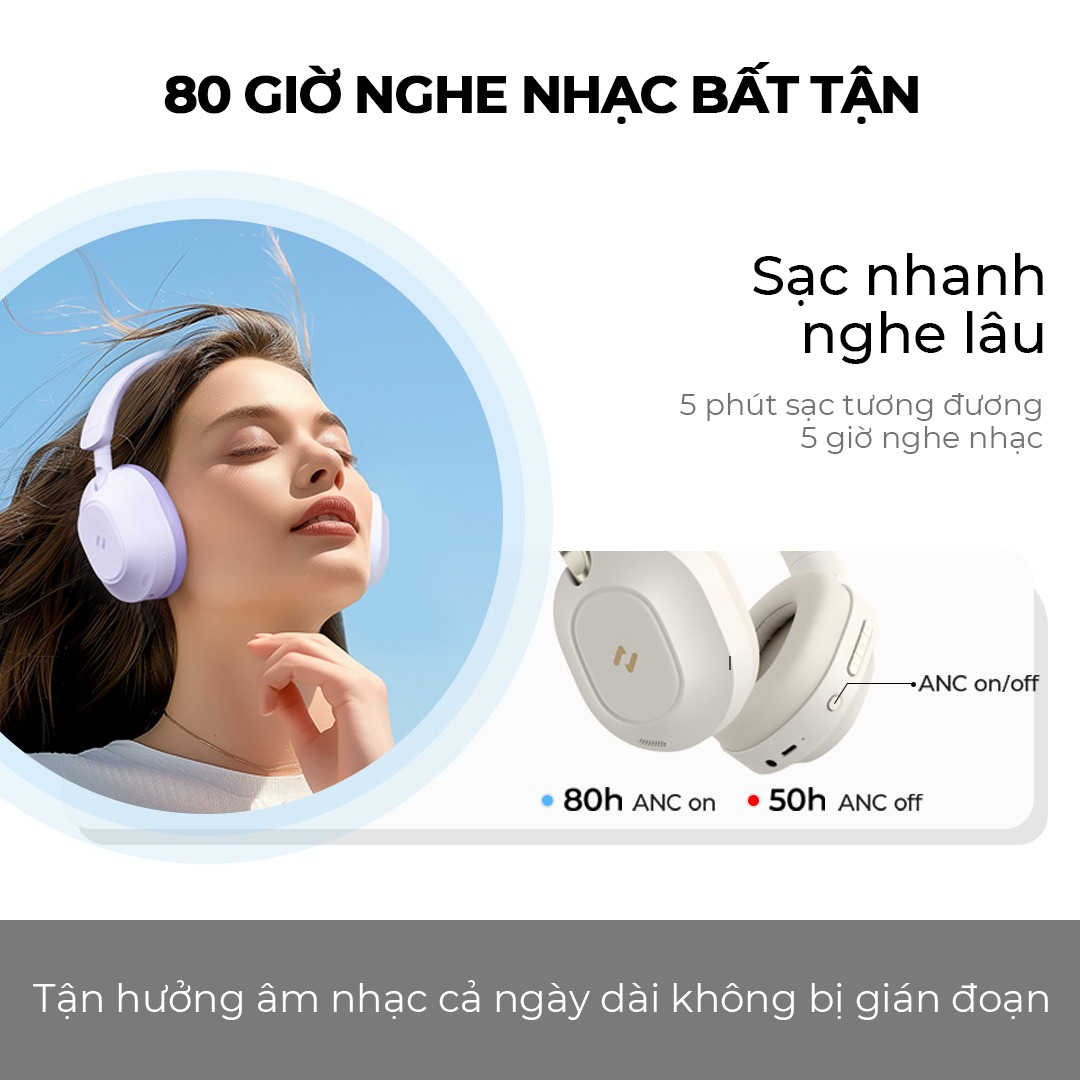 Mô tả Tai nghe Bluetooth Havit Life NC01H H668BT | Chống ồn chủ động ANC - Nghe nhạc 80h - Màng loa 40mm | Bảo hành 12 tháng - 5