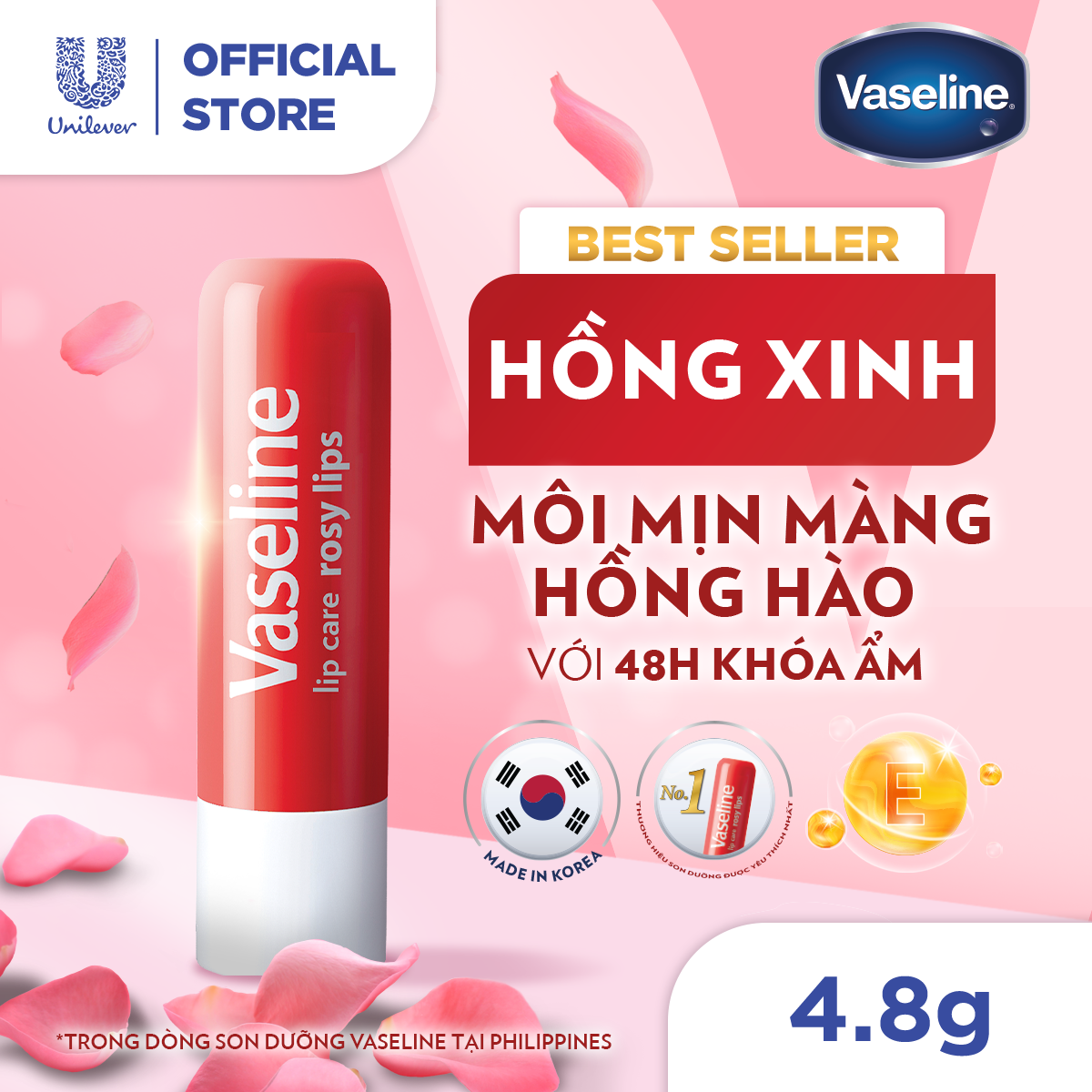 Mô tả Son Dưỡng Môi Hồng Xinh Vaseline Rosy Lips Stick 4.8g - 1
