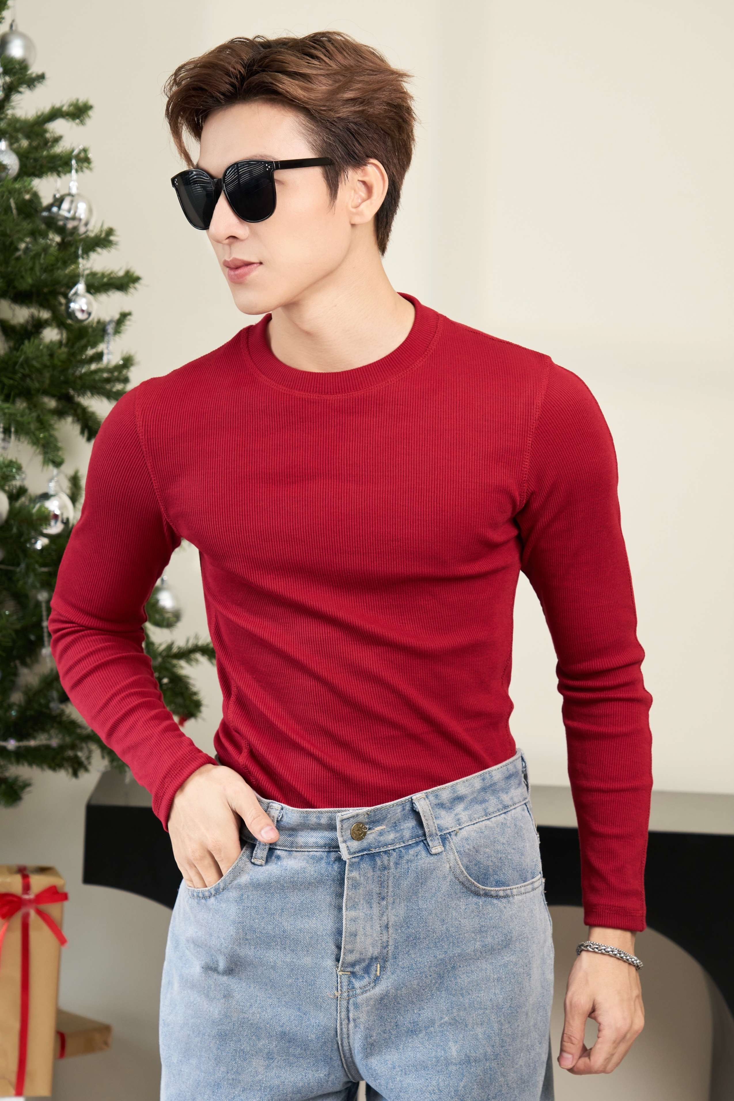Mô tả Áo Thun Nam Cổ Tròn Tay Dài Cotton Gân Form Body Thương HIệu MrTwins - 1