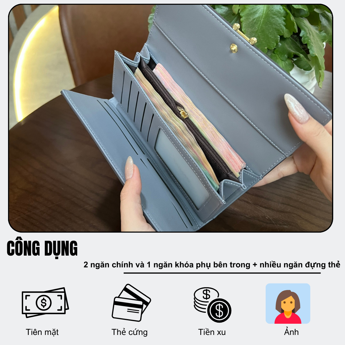 Mô tả Ví Dài Cầm Tay Nữ Chính Hãng TAILIAN Đựng Tiền Nhiều Ngăn Da Cao Cấp Cực Đẹp TL07- Tukado - 3