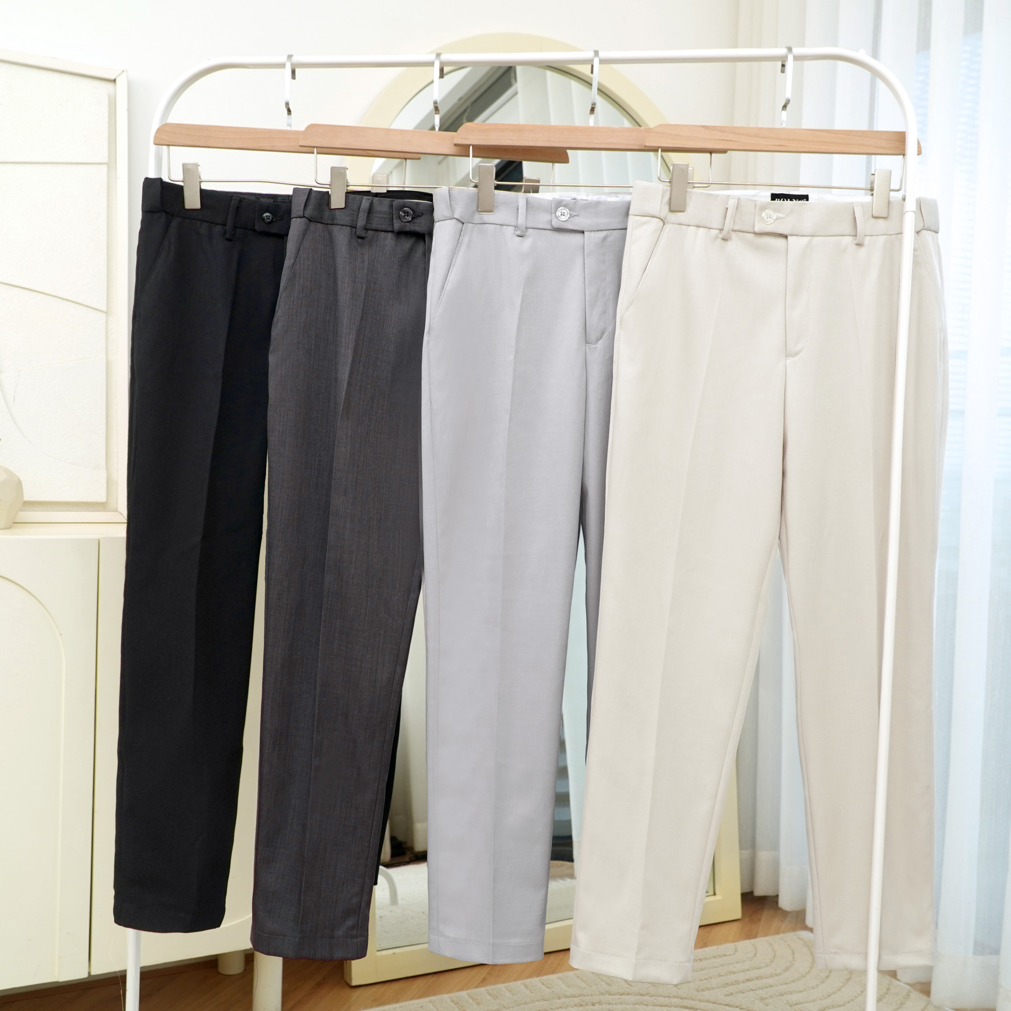 Mô tả Quần Âu Dài và Quần Short lưng đai chun ẩn, vải Tuyết Mưa mềm mịn, form regular brand POLYS - 2