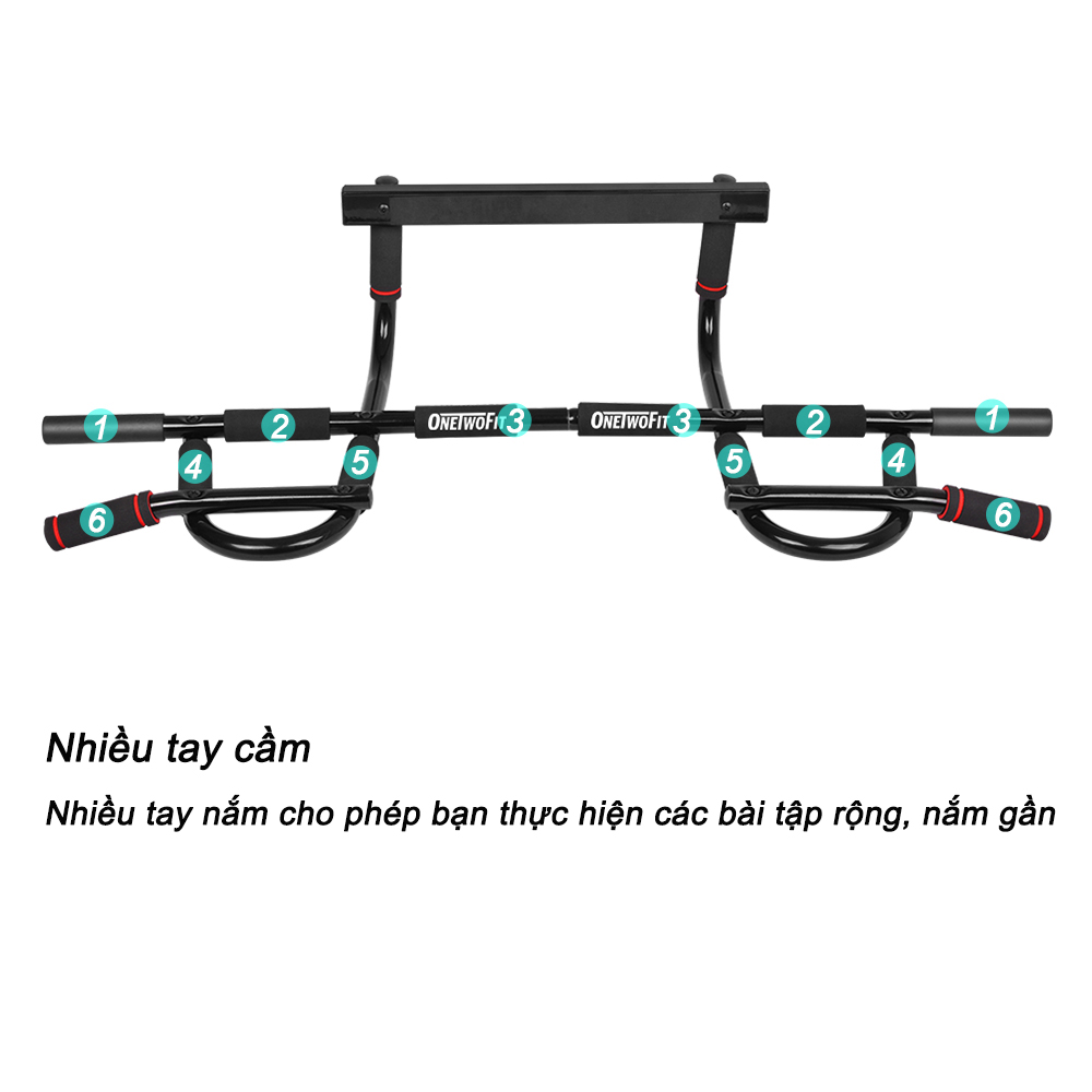 Mô tả OneTwoFit thanh tập xà đơn Pull Up Bar Chin Up Bar Multi-Grip Body Workout Bar - 1