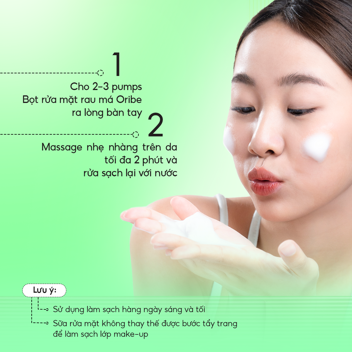 Mô tả Sữa rửa mặt rau má tạo bọt Oribe làm sạch sâu dưỡng ẩm cho da mụn da dầu nhạy cảm 120ml - 4