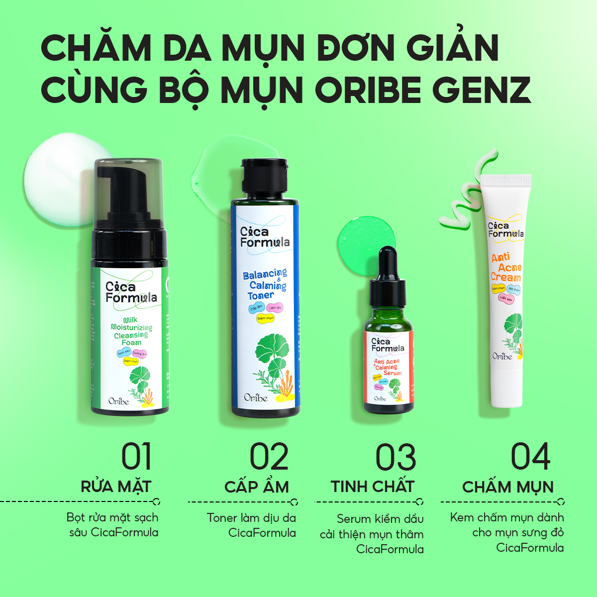 Mô tả Sữa rửa mặt rau má tạo bọt Oribe làm sạch sâu dưỡng ẩm cho da mụn da dầu nhạy cảm 120ml - 5