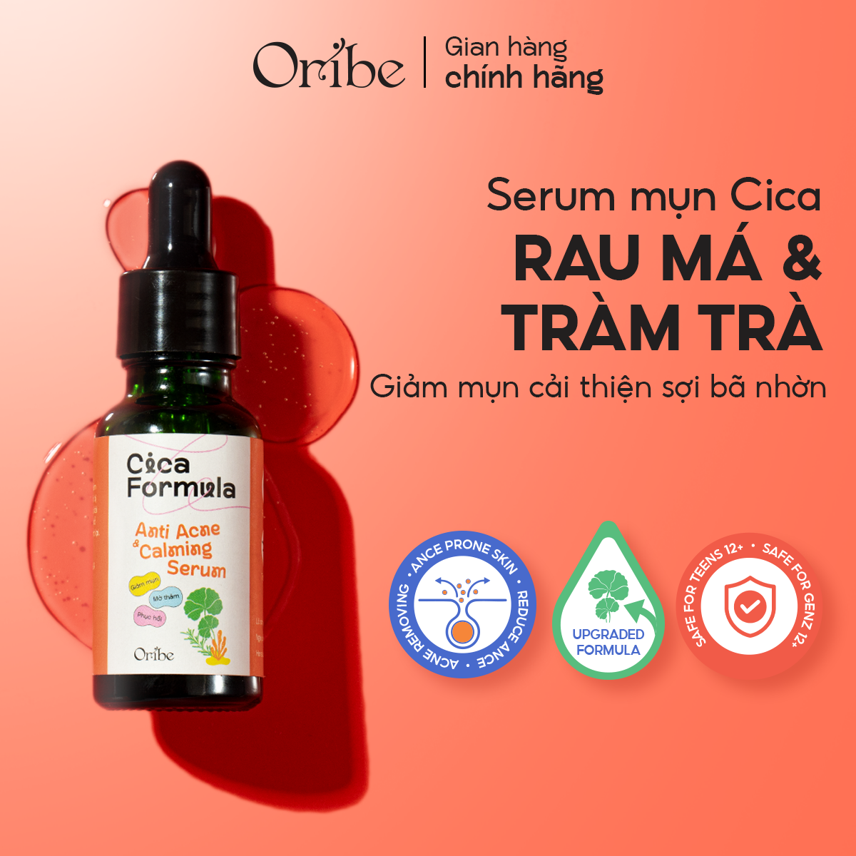 Mô tả Serum giảm mụn chiết xuất rau má Oribe Cica Formula giúp kiềm dầu cải thiện thâm sẹo mụn 20ml - 1