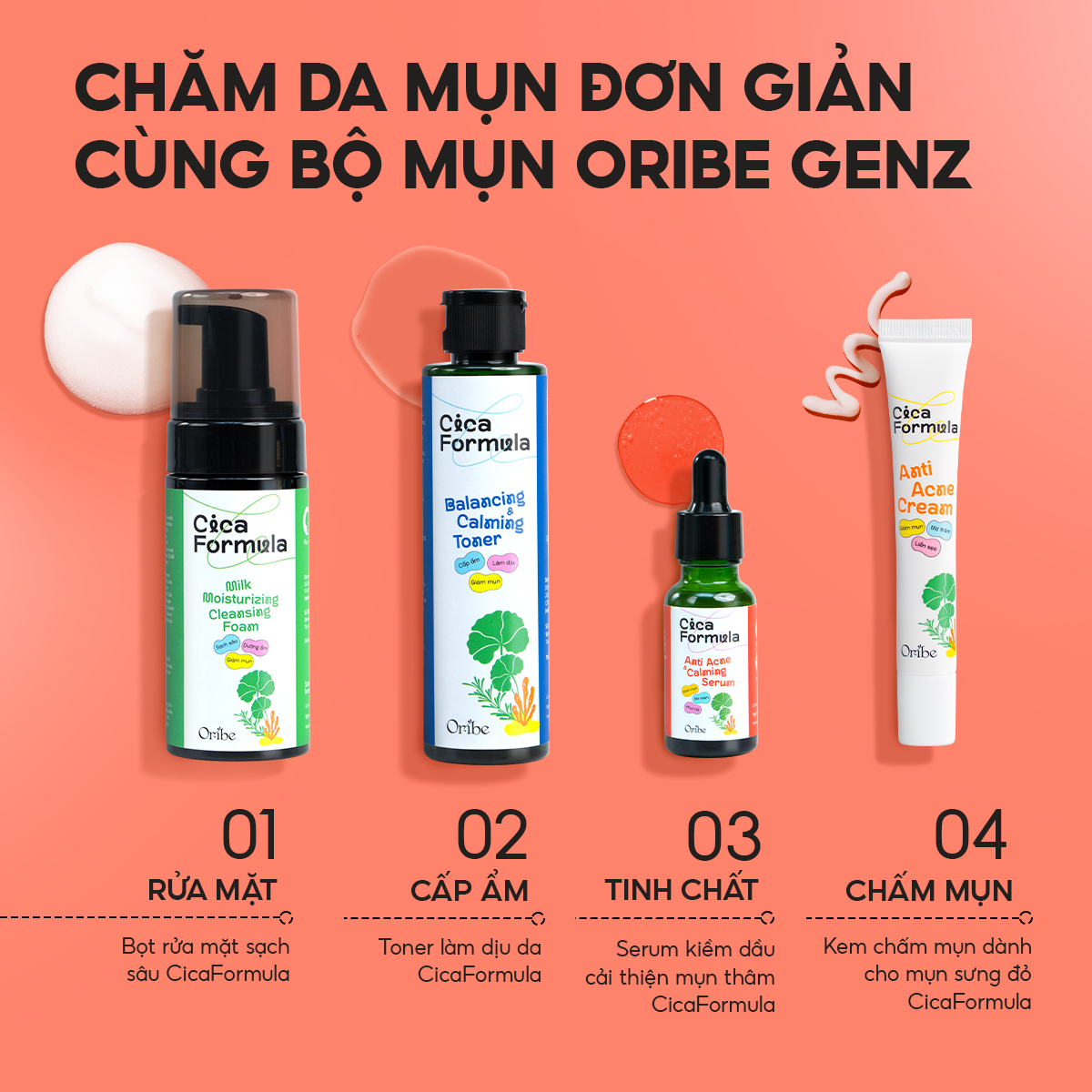 Mô tả Serum giảm mụn chiết xuất rau má Oribe Cica Formula giúp kiềm dầu cải thiện thâm sẹo mụn 20ml - 5