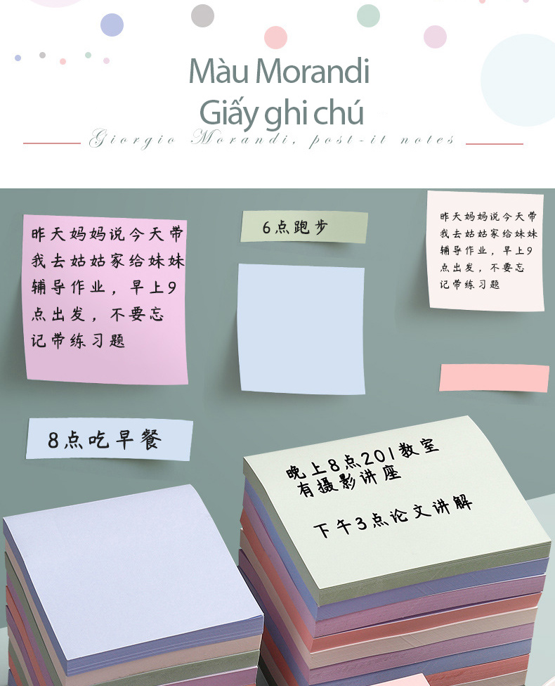 Giấy note KNOTE dán ghi chú set 400 tờ màu pastel cực đẹp độ dính tốt ...