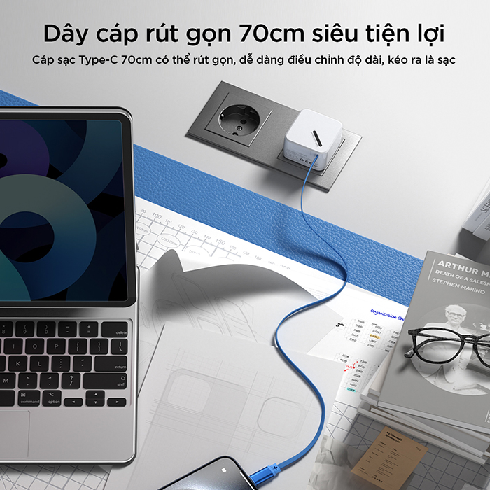 Mô tả Cốc Sạc Nhanh VIVAN Super 4s Công Suất 20W Tích hợp cáp sạc Type C cuộn gọn thông minh - 2