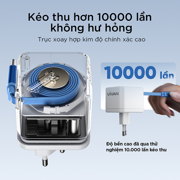 Mô tả Cốc Sạc Nhanh VIVAN Super 4s Công Suất 20W Tích hợp cáp sạc Type C cuộn gọn thông minh - 3
