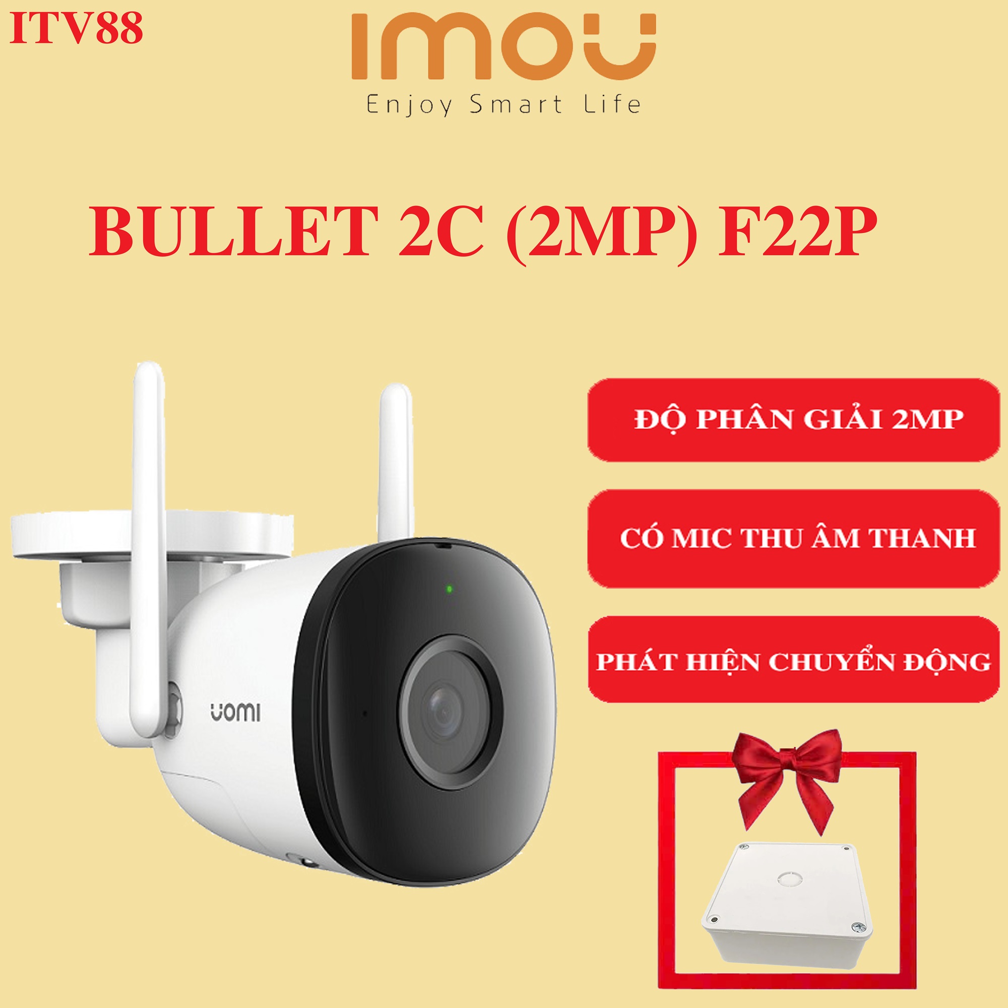 [TẶNG HỘP KT] CAMERA IMOU NGOÀI TRỜI Bullet 2C (2MP) - F22PI Phát hiện ...