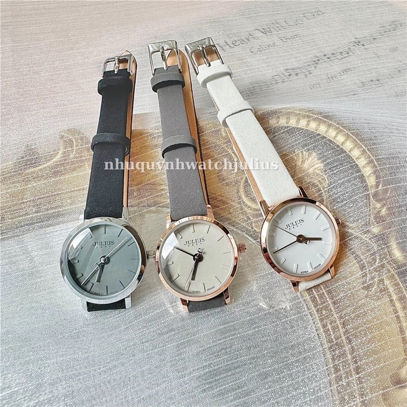 Mô tả Đồng hồ nữ Julius Hàn Quốc Ja-963 size mặt 2,6cm dây da ( Trắng, Xám, Đen) - 5