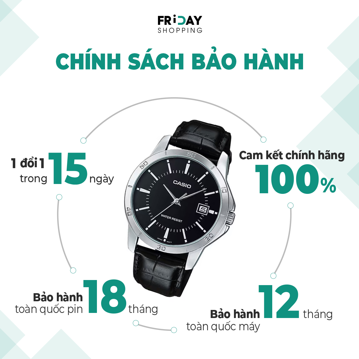Mô tả Đồng Hồ Casio Nam MTP-V004L-1AUDF Mặt Tròn Màu Đen Dây Da Chính Hãng - 3
