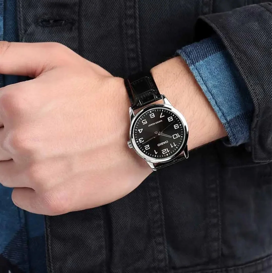 Mô tả Đồng Hồ Casio Nam MTP-V001L-1BUDF Mặt Tròn Màu Đen Dây Da Chính Hãng - 2
