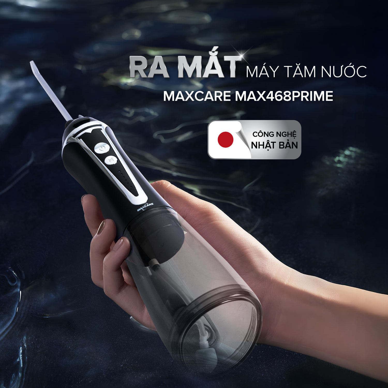 Mô tả Máy Tăm Nước Cầm Tay Công Nghệ Nhật Bản Maxcare Max468Prime 5 Chế Độ, Thiết Kế Nguyên Khối 300ml - 1