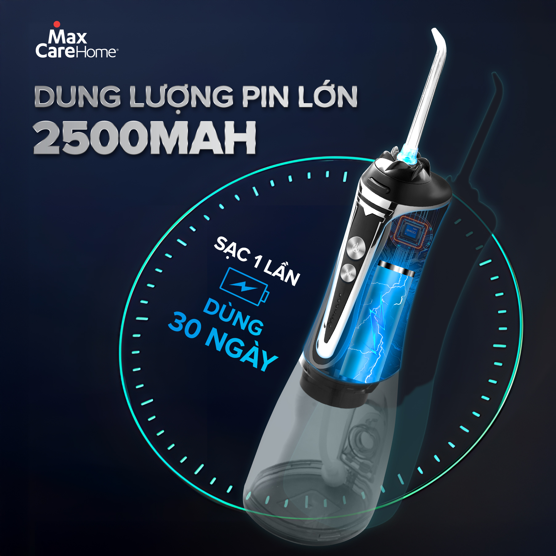 Mô tả Máy Tăm Nước Cầm Tay Công Nghệ Nhật Bản Maxcare Max468Prime 5 Chế Độ, Thiết Kế Nguyên Khối 300ml - 8
