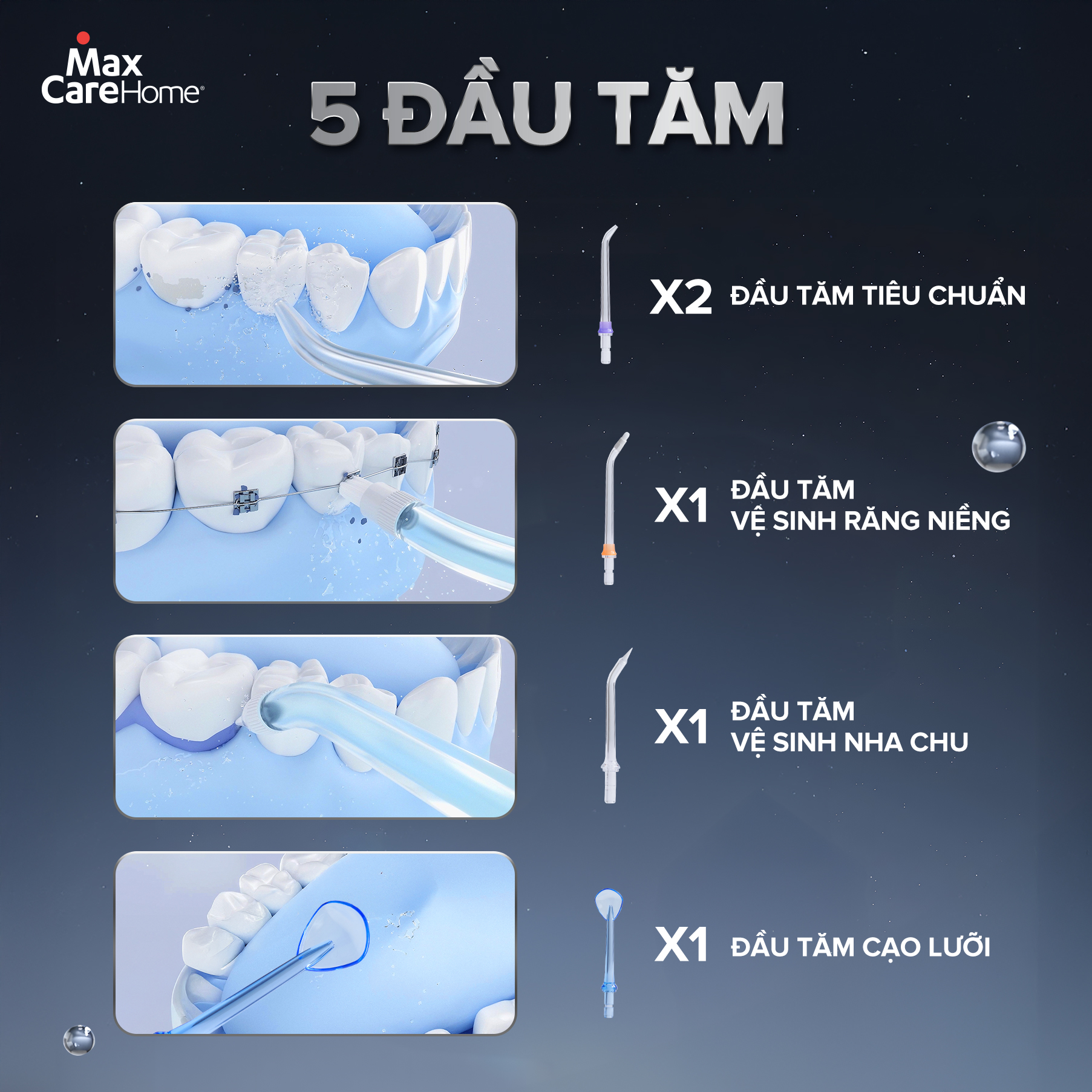 Mô tả Máy Tăm Nước Cầm Tay Công Nghệ Nhật Bản Maxcare Max468Prime 5 Chế Độ, Thiết Kế Nguyên Khối 300ml - 11