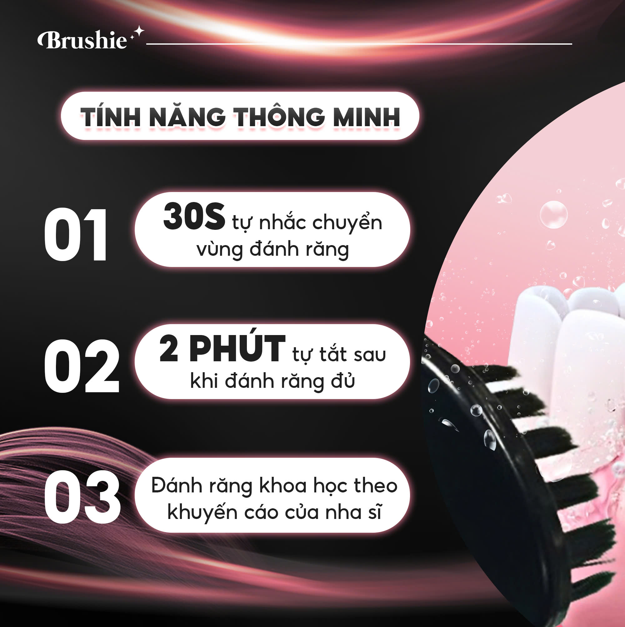 Mô tả Bàn chải điện Brushie Eco phiên bản tiết kiệm 2024 với 5 chế độ làm sạch phù hợp cả cho người niềng răng - 5